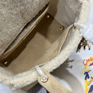 CD Lady 24 Camel Cowhide And Fur Gold Hardware
