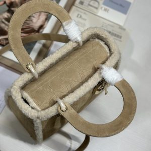 CD Lady 24 Camel Cowhide And Fur Gold Hardware