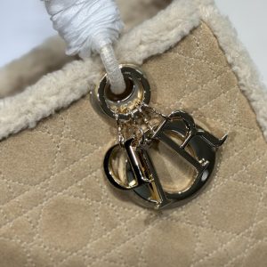 CD Lady 24 Camel Cowhide And Fur Gold Hardware
