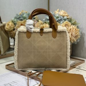 CD Toujours 28.5 Camel Brown Cowhide And Fur Gold Hardware