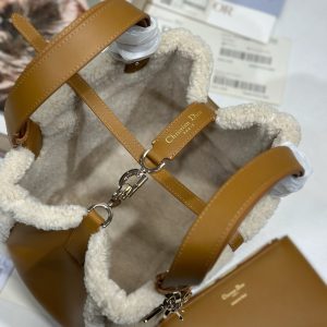 CD Toujours 28.5 Camel Brown Cowhide And Fur Gold Hardware