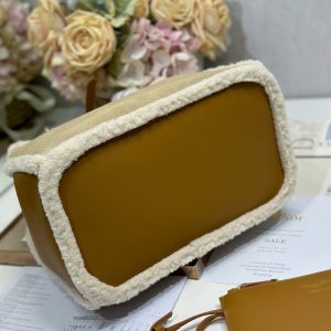 CD Toujours 28.5 Camel Brown Cowhide And Fur Gold Hardware