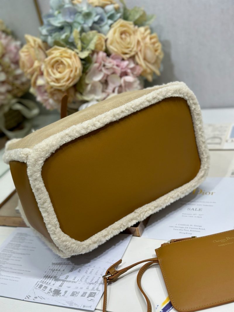 CD Toujours 28.5 Camel Brown Cowhide And Fur Gold Hardware