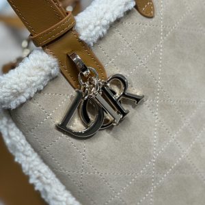 CD Toujours 28.5 Camel Brown Cowhide And Fur Gold Hardware