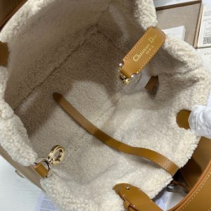 CD Toujours 28.5 Camel Brown Cowhide And Fur Gold Hardware