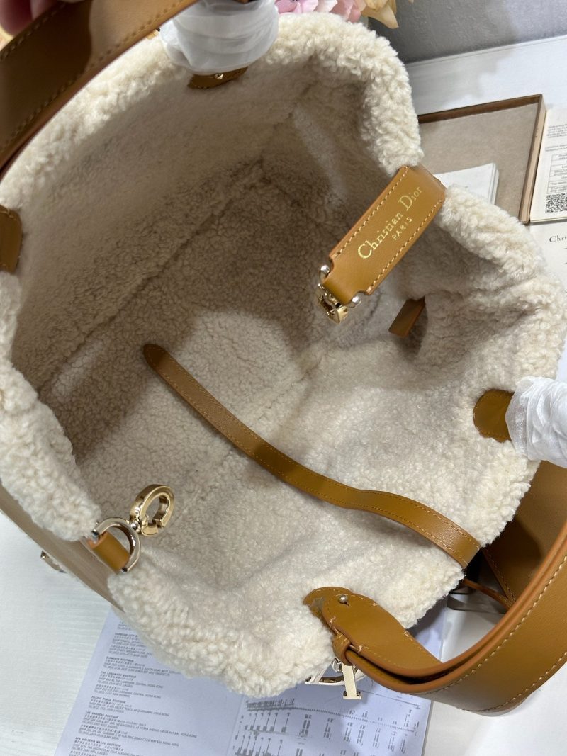 CD Toujours 28.5 Camel Brown Cowhide And Fur Gold Hardware