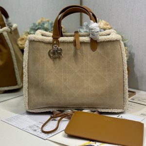 CD Toujours 37 Camel Brown Cowhide And Fur Gold Hardware