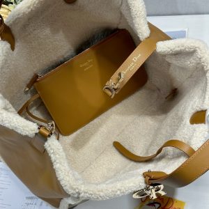 CD Toujours 37 Camel Brown Cowhide And Fur Gold Hardware