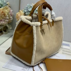 CD Toujours 37 Camel Brown Cowhide And Fur Gold Hardware