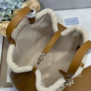 CD Toujours 37 Camel Brown Cowhide And Fur Gold Hardware
