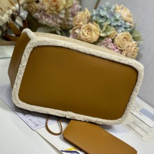 CD Toujours 37 Camel Brown Cowhide And Fur Gold Hardware