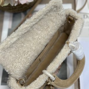 CD Lady D-Joy 22.5 Camel Cowhide And Fur Gold Hardware