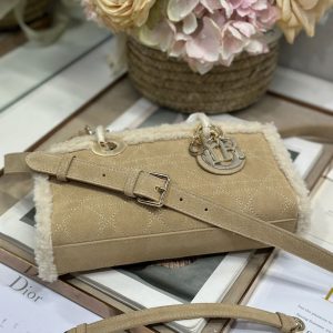 CD Lady D-Joy 22.5 Camel Cowhide And Fur Gold Hardware