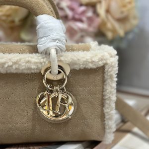 CD Lady D-Joy 22.5 Camel Cowhide And Fur Gold Hardware