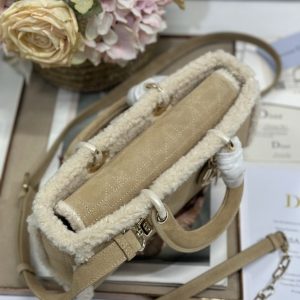 CD Lady D-Joy 26 Camel Cowhide And Fur Gold Hardware