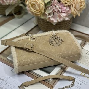 CD Lady D-Joy 26 Camel Cowhide And Fur Gold Hardware