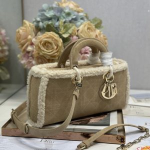 CD Lady D-Joy 26 Camel Cowhide And Fur Gold Hardware