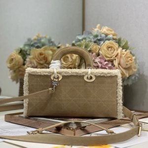 CD Lady D-Joy 26 Camel Cowhide And Fur Gold Hardware