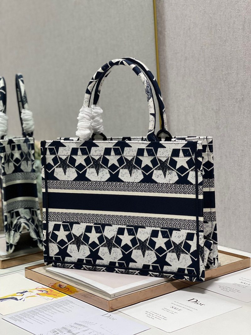 CD Five-pointed Star Book Tote 36cm Bag Blue White Canvas 336522