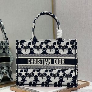 CD Five-pointed Star Book Tote 36cm Bag Blue White Canvas 336522