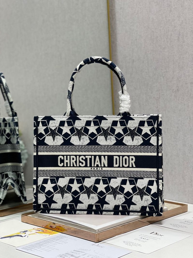 CD Five-pointed Star Book Tote 36cm Bag Blue White Canvas 336522
