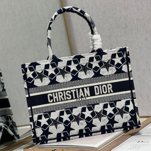 CD Five-pointed Star Book Tote 36cm Bag Blue White Canvas 336522