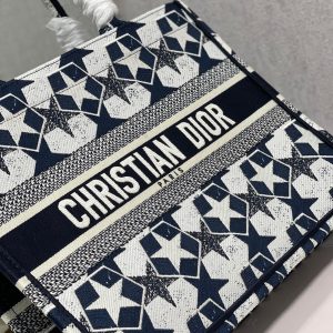 CD Five-pointed Star Book Tote 36cm Bag Blue White Canvas 336522