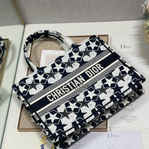 CD Five-pointed Star Book Tote 36cm Bag Blue White Canvas 336522