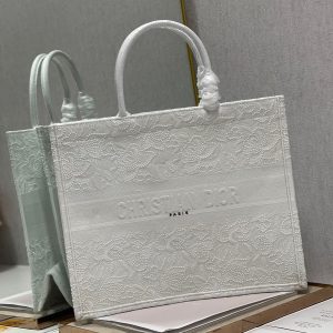 CD Lace White Book Tote 42cm Bag Canvas 336570