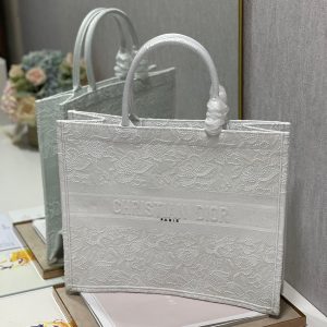 CD Lace White Book Tote 42cm Bag Canvas 336570