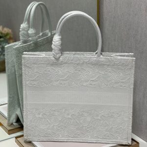 CD Lace White Book Tote 42cm Bag Canvas 336570