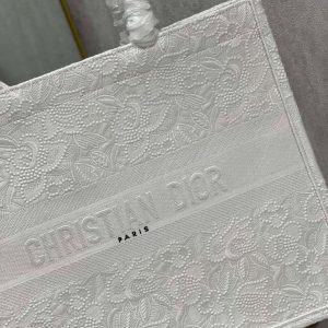 CD Lace White Book Tote 42cm Bag Canvas 336570