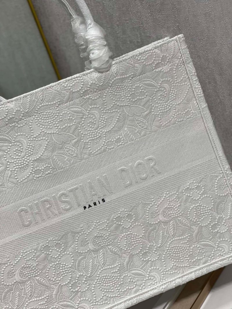 CD Lace White Book Tote 42cm Bag Canvas 336570