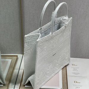 CD Lace White Book Tote 42cm Bag Canvas 336570