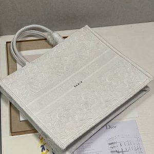CD Lace White Book Tote 42cm Bag Canvas 336570