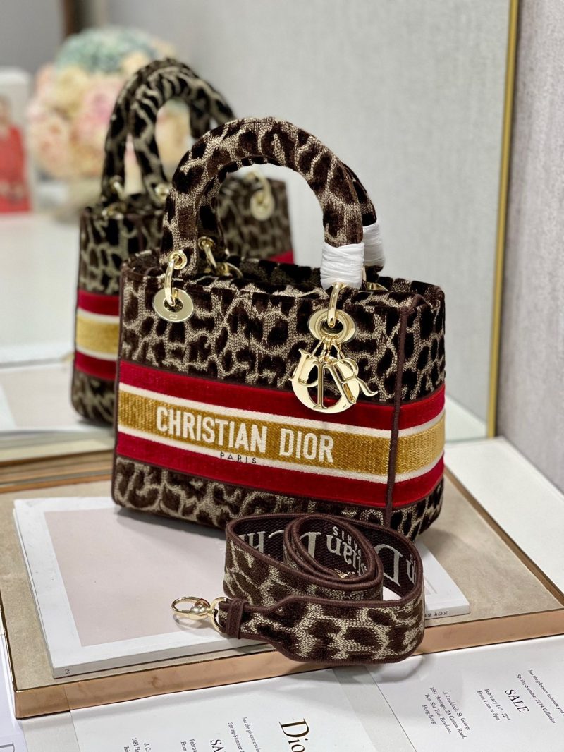 CD Velvet Leopard Print 24 Lady Dior Bag Canvas 336645