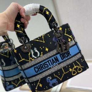 CD Qixi Black 24 Lady Dior Bag Canvas 336654