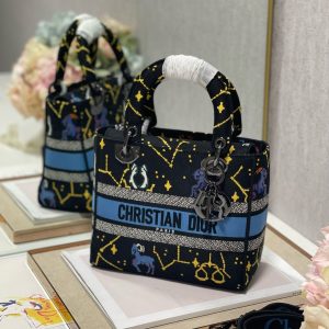 CD Qixi Black 24 Lady Dior Bag Canvas 336654