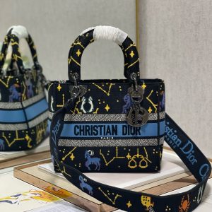 CD Qixi Black 24 Lady Dior Bag Canvas 336654