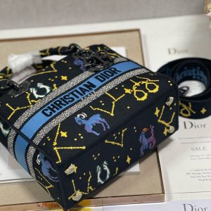 CD Qixi Black 24 Lady Dior Bag Canvas 336654
