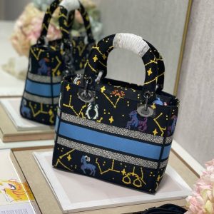 CD Qixi Black 24 Lady Dior Bag Canvas 336654