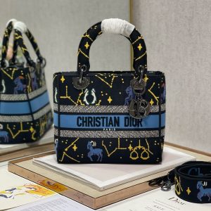 CD Qixi Black 24 Lady Dior Bag Canvas 336654