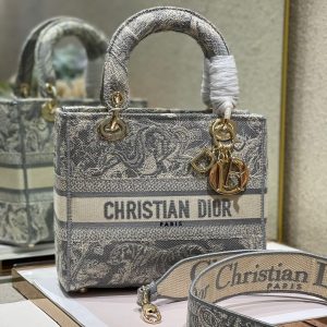CD Gray Tiger 24 Lady Dior Bag Canvas 336660