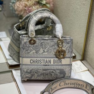 CD Gray Tiger 24 Lady Dior Bag Canvas 336660