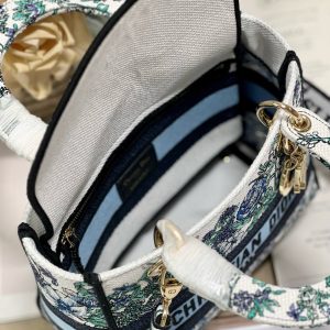 CD Butterfly Love Flower Blue 24 Lady Dior Bag Canvas 336667