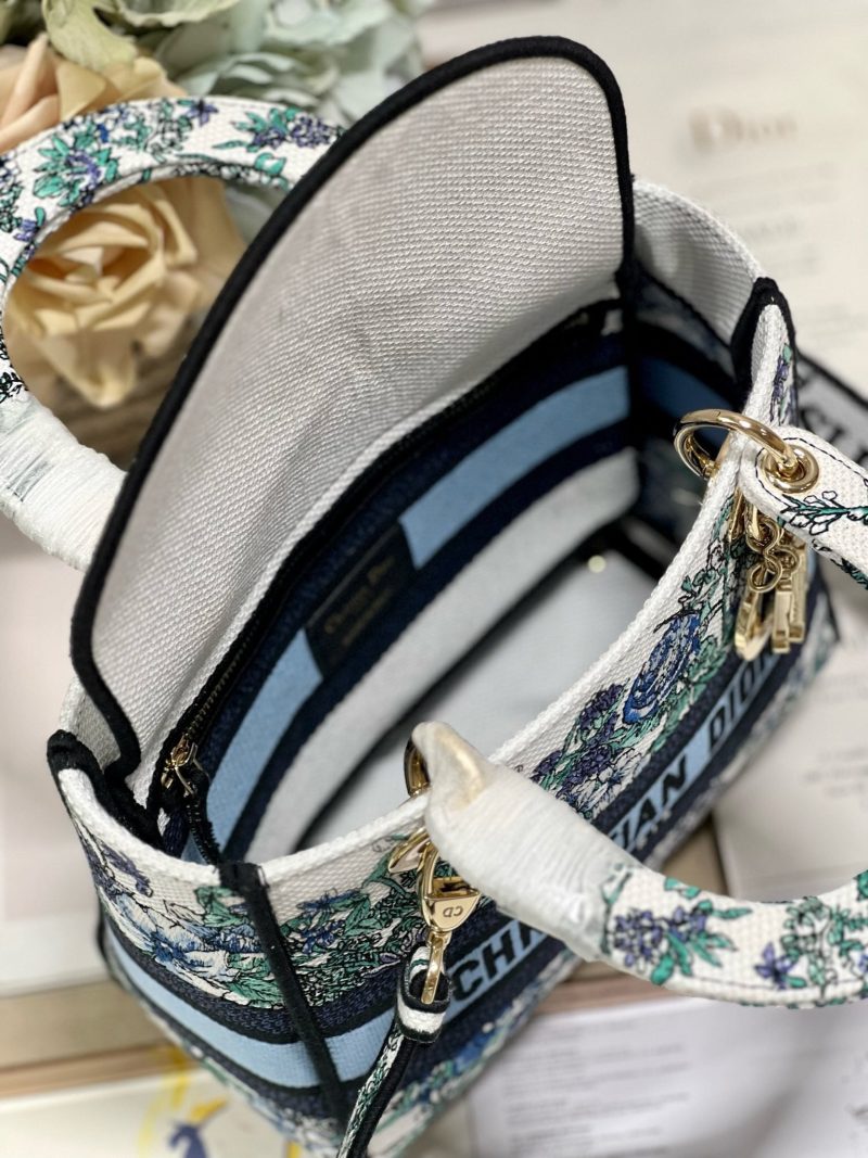 CD Butterfly Love Flower Blue 24 Lady Dior Bag Canvas 336667
