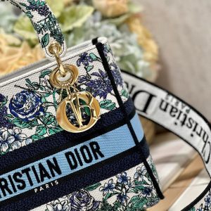 CD Butterfly Love Flower Blue 24 Lady Dior Bag Canvas 336667