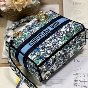 CD Butterfly Love Flower Blue 24 Lady Dior Bag Canvas 336667