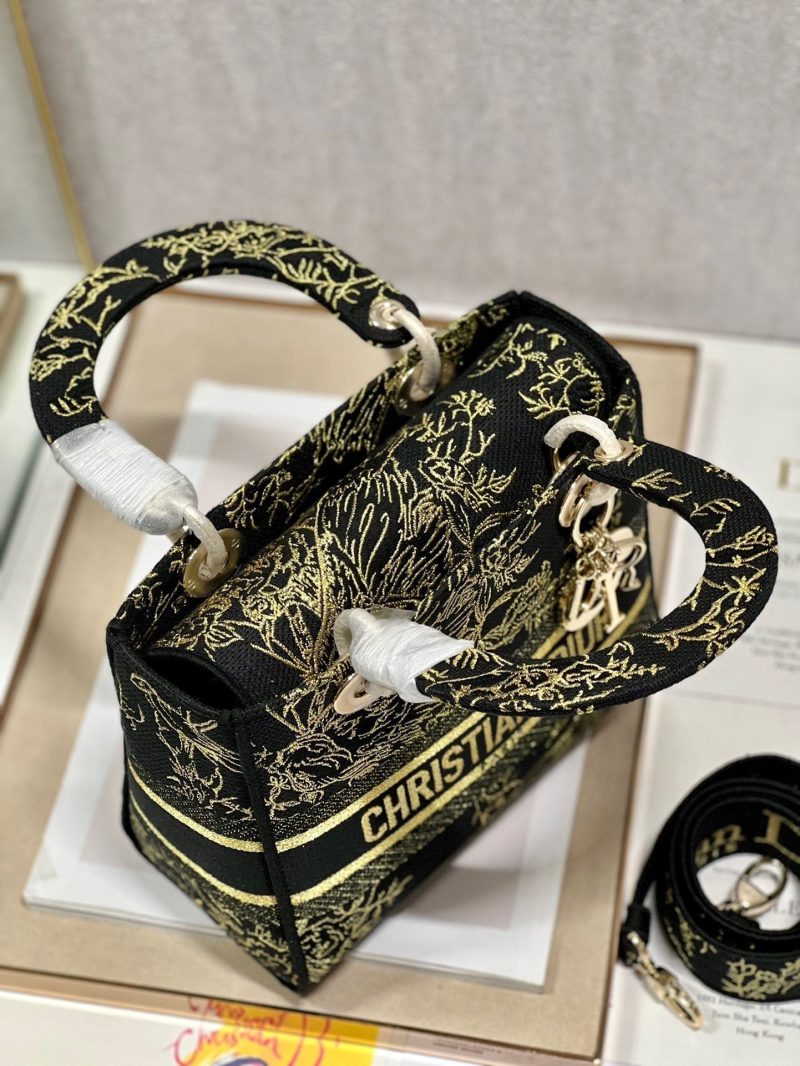 CD Black Magpie 24 Lady Dior Bag Canvas 336688