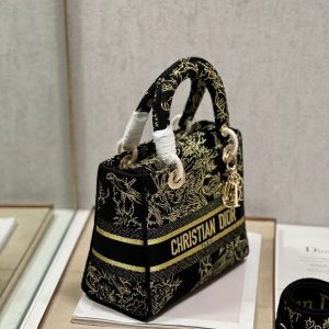 CD Black Magpie 24 Lady Dior Bag Canvas 336688